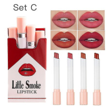 (C) 4pcs Lipstick Set Ciggerate Lip Stick Kit Long Lasting Red Lipstick Lana Del Rey Lipstic Pack Women Cosmetics Makeup Xinda