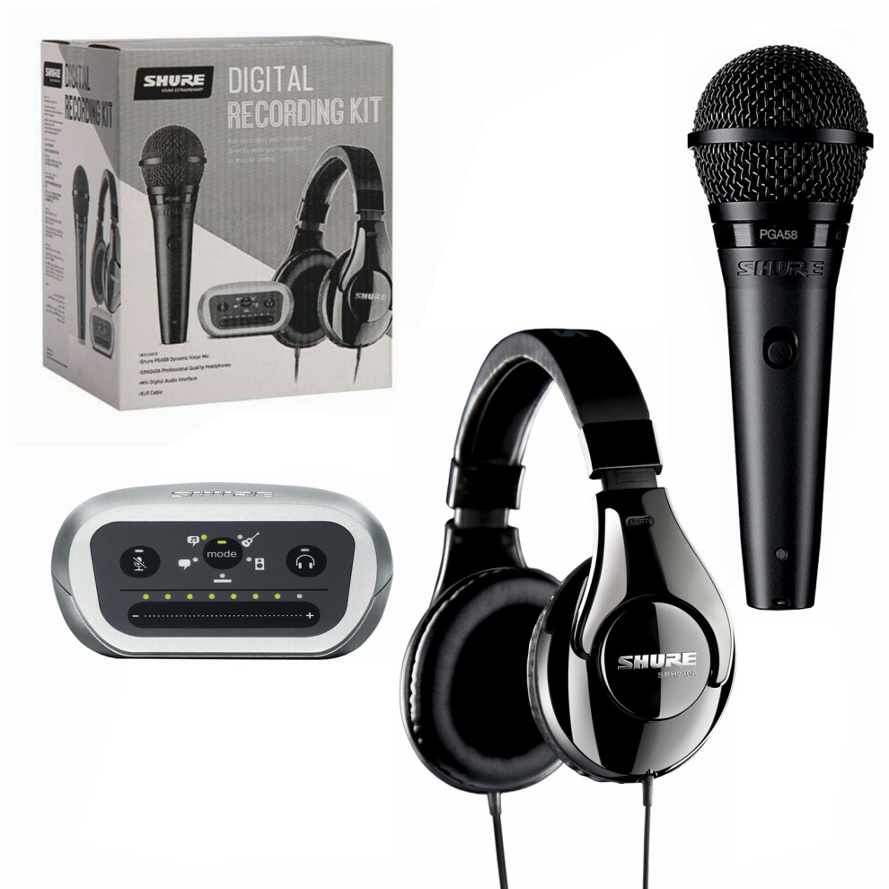 Shure Digital Recording Kit PGA58 Microphone, SRH240A Headphones & MVi Audio Interface