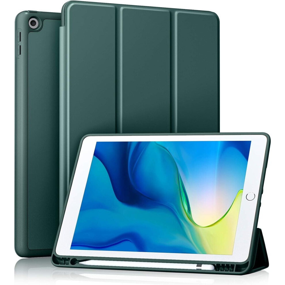 (Pine green) Case Compatible with iPad 10.2 Inch 2021/2020 iPad 9th/8th Generation & 2019 iPad 7th Generation with Pencil Holder