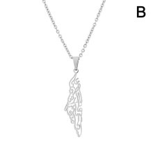 (Geography Country Israel Palestine Map Pendant Necklace Stainless Steel Jewelry) Geography Country Israel Palestine Map Pendant Necklace Stainless Steel Jewelry