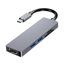 Dokovacia stanica 5 v 1 Type-C 3.1 na HDMI Hub s 4K USB C na HDMI sivá