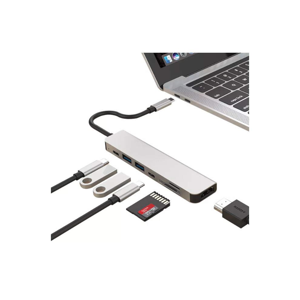 Chronus Usb C Hub Adapter Dongle For Macbook Air, Macbook Pro With 4K 60Hz Hdmi, 87W Power Delivery, 2 Usb Ports And Sd/Tf Card Reader(Gray) Gray 6976919849808