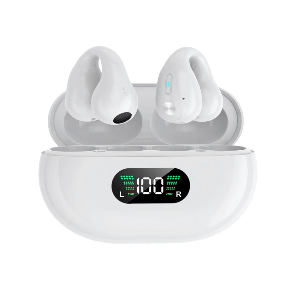 Chronus 5.3 Ear Clip Earphones Headset, Wireless Earbuds With Earhooks, Open Ear Headphones Noise Canceling Headset Sports Running Earphones(White) White 6976919849952