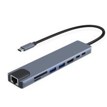 Chronus USB C Hub Ethernet,4K USB C to HDMI Hub,8 IN1 Multi-Port USB C Adapter,Type C Dock Dongle Compatible for MacBook Pro Air Ipad(Gray)