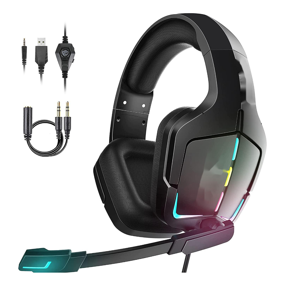 Chronus Gaming Headset, Cool LED Light Headphone with Mic Light, PC Headset, Excellent Sound Quality Over-Ear Headset(Black)-image-OPC-PDTPBR6-NEW