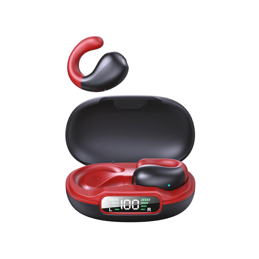 Chronus Wireless Open Ear Earbuds Bluetooth Bone Conduction Headphones Earphones(Red)