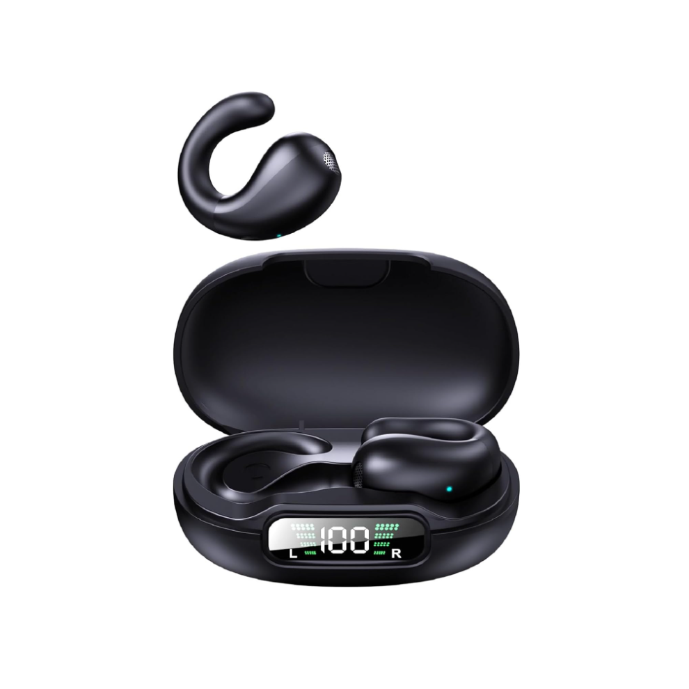 Chronus Wireless Open Ear Earbuds Bluetooth Bone Conduction Headphones Earphones(Black) Black
