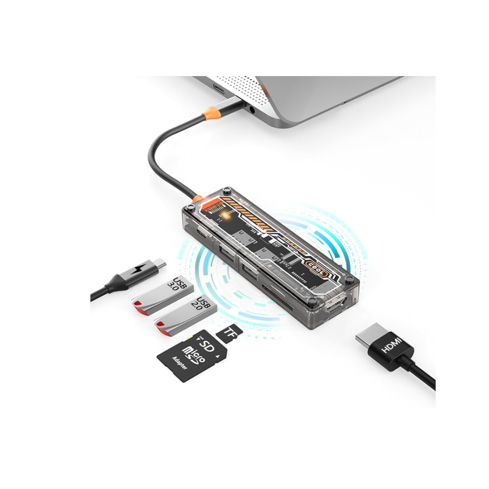 Chronus Usb C Hub, 6-In-1 Usb C Hub, Usb 3.0, 2.0, Hdmi 4K, Sd/Tf, 100W Pd, Laptop Docking Station(Gray) Gray 6976919849839