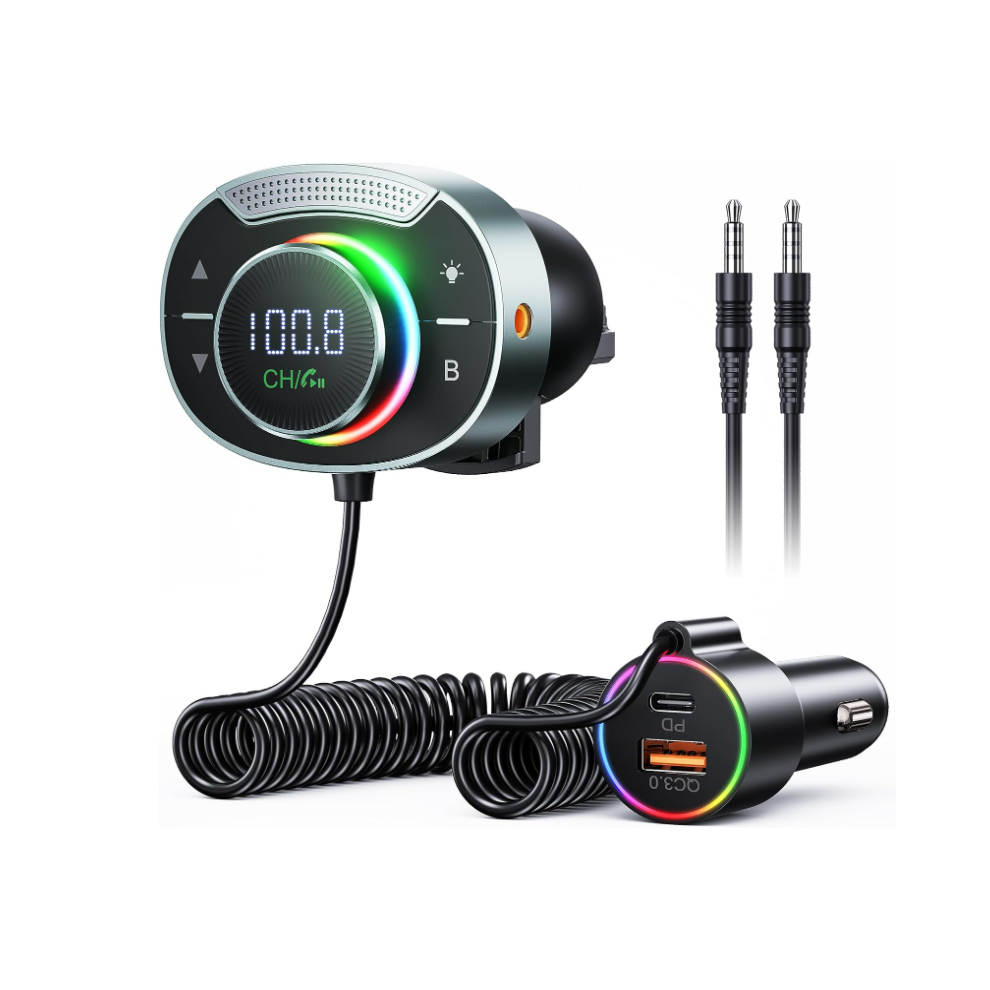 Chronus Bluetooth 5.3 Fm Transmitter For Car - Bluetooth Car Adapter With Big Mic Bass Stereo Hi-Fi Sound, Pd30w Qc18w Fm Bluetooth Transmitter 6976919848474