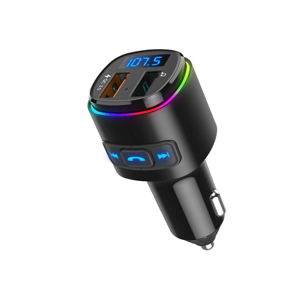 Chronus Bluetooth Fm Transmitter For Car, Qc3.0 Charge & 7 Rgb Color Led Backlit Wireless Fm Radio Car Adapter, Support Siri Google Assitant, U 6976919848450