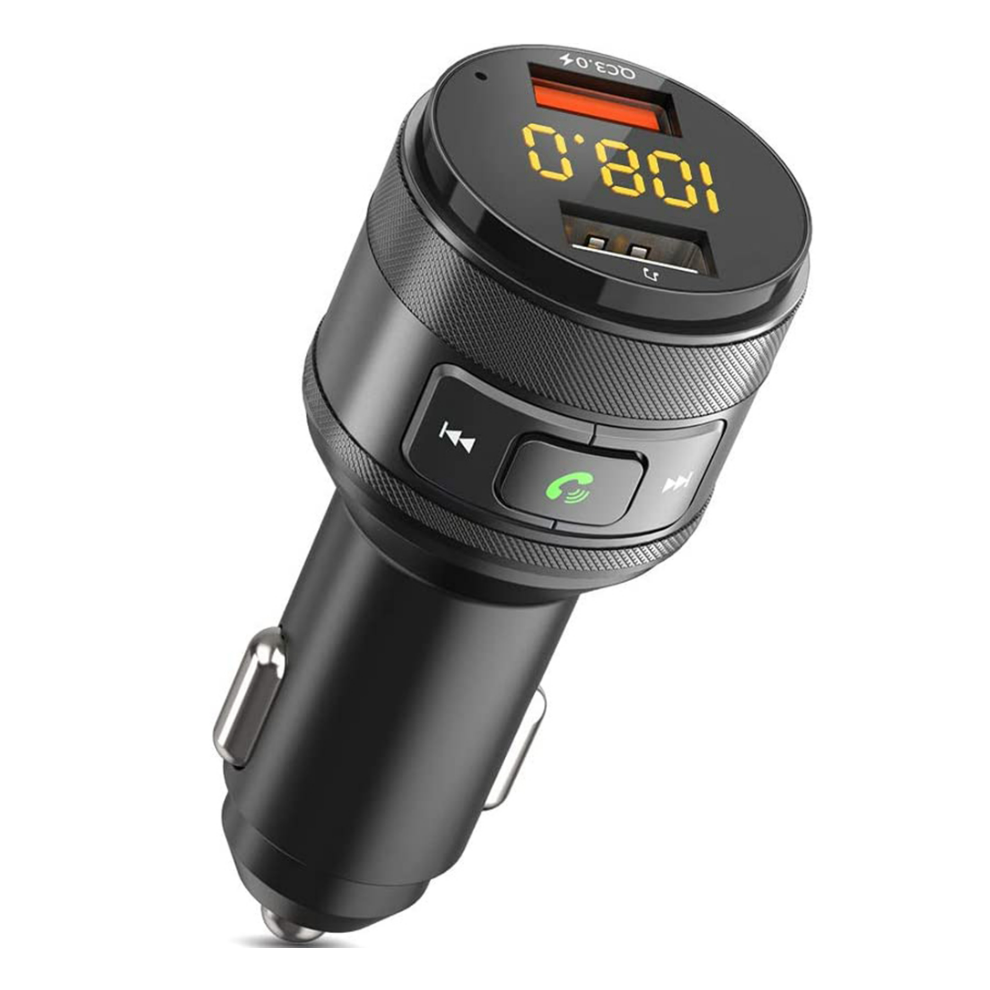 Chronus Bluetooth Fm Transmitter, Car Radio Transmitter Qc 3.0 Car Wireless Bluetooth Fm Radio Adapter Handsfree Car Kit(Black) Black 6976919848351