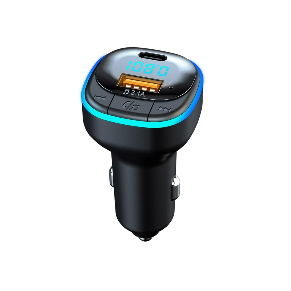 Chronus Bluetooth 5.0 Fm Transmitter For Car, Hands Free Calling, Built-In Over-Current Protection, 5V/3.1A Quick Charger(Black) Black 6976919848399