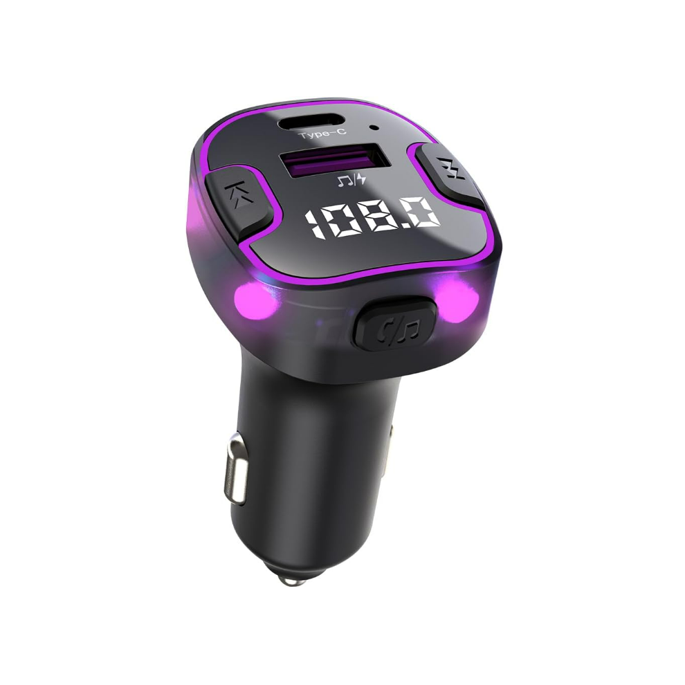 Chronus Bluetooth Fm Transmitter For Car: Hands-Free Calls, Navigation Guidance, Hd Sound Quality 5.3, Usb/Type-C 5V3.1a Fast Charging(Black) Black 6976919848412