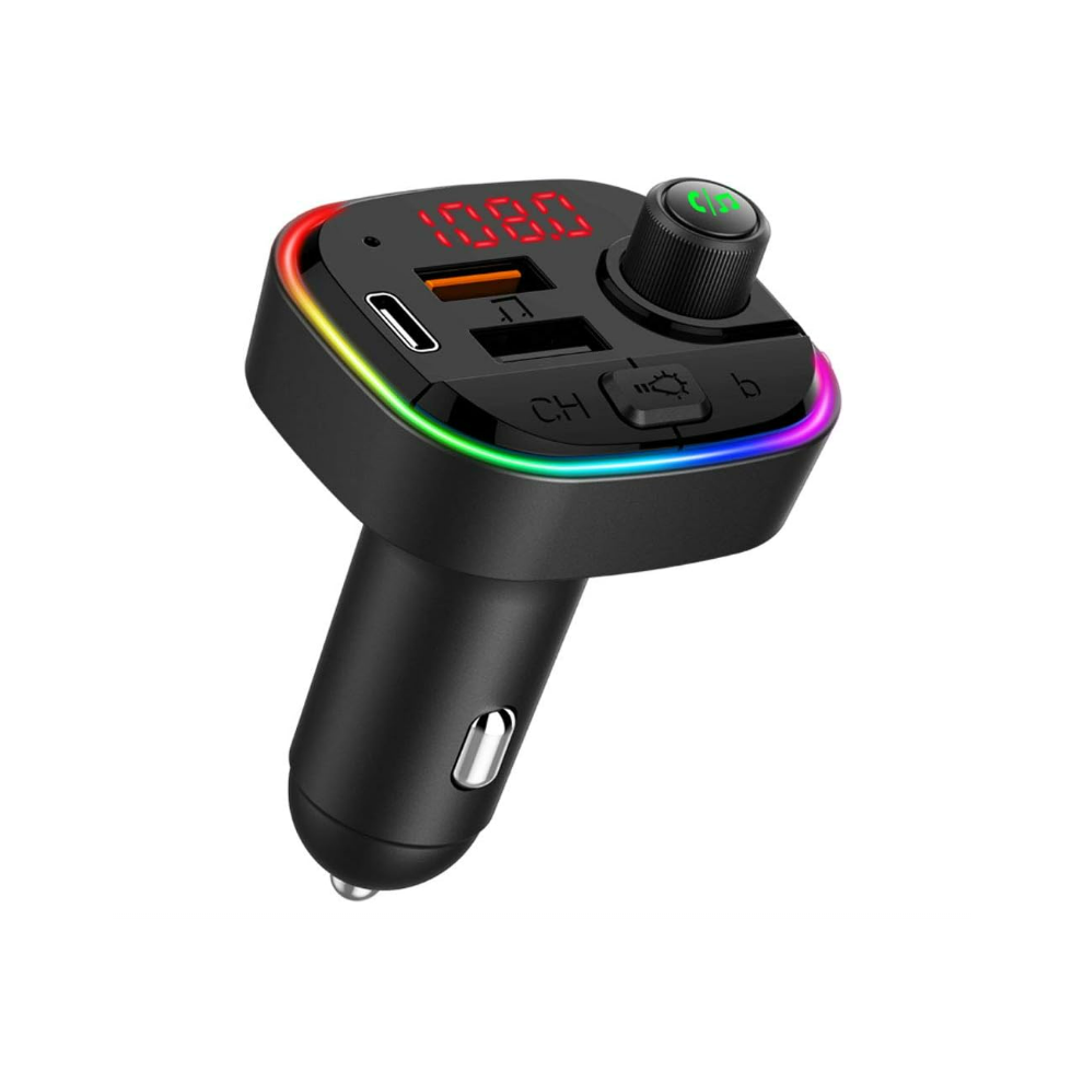Chronus Bluetooth Fm Transmitter For Car, Qc3.0 & Usb-C Pd 18W Quick Charger & 7 Colors Led Backlit Car Radio Bluetooth Adapter, Mp3 Music Player With 6976919848436