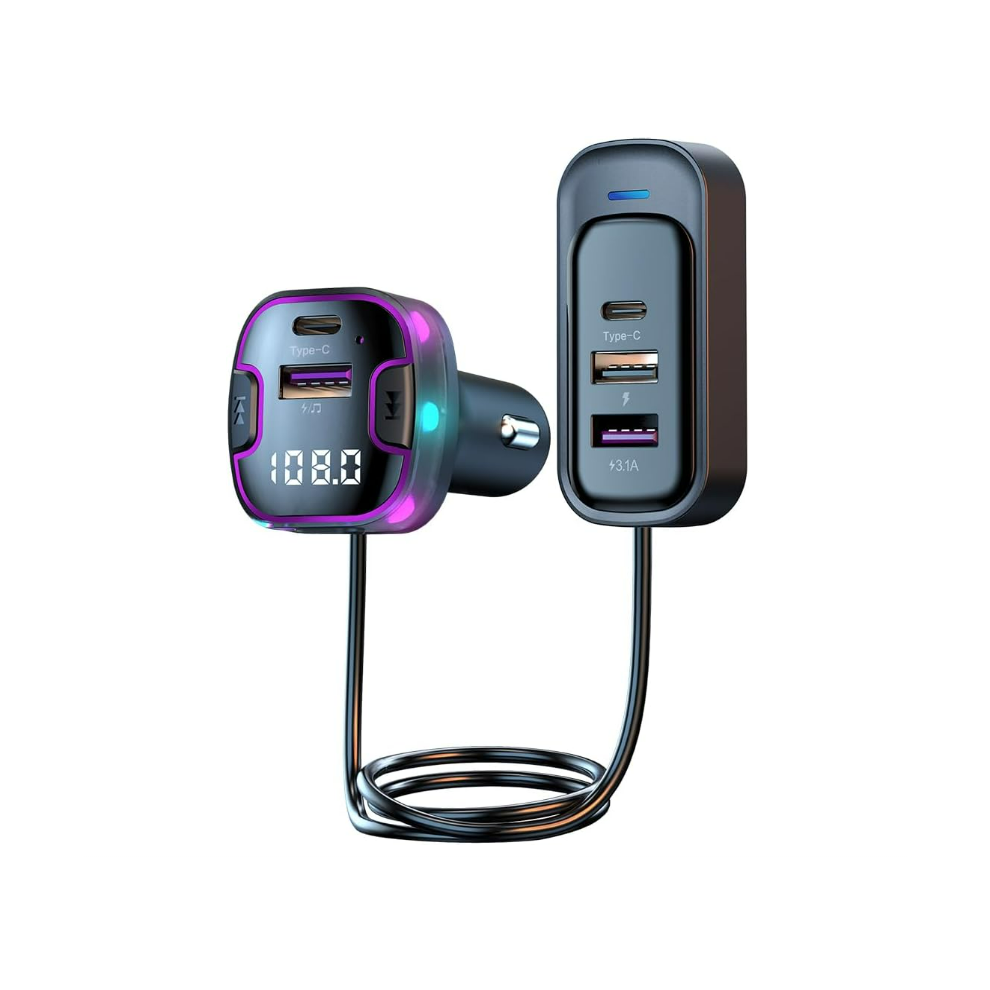 Chronus Bluetooth Fm Transmitter For Car, Hands-Free Calls, Hd Sound Quality 5.3, 5V3.1a Fast Charging, U Disk Music Playback(Black) Black 6976919848429