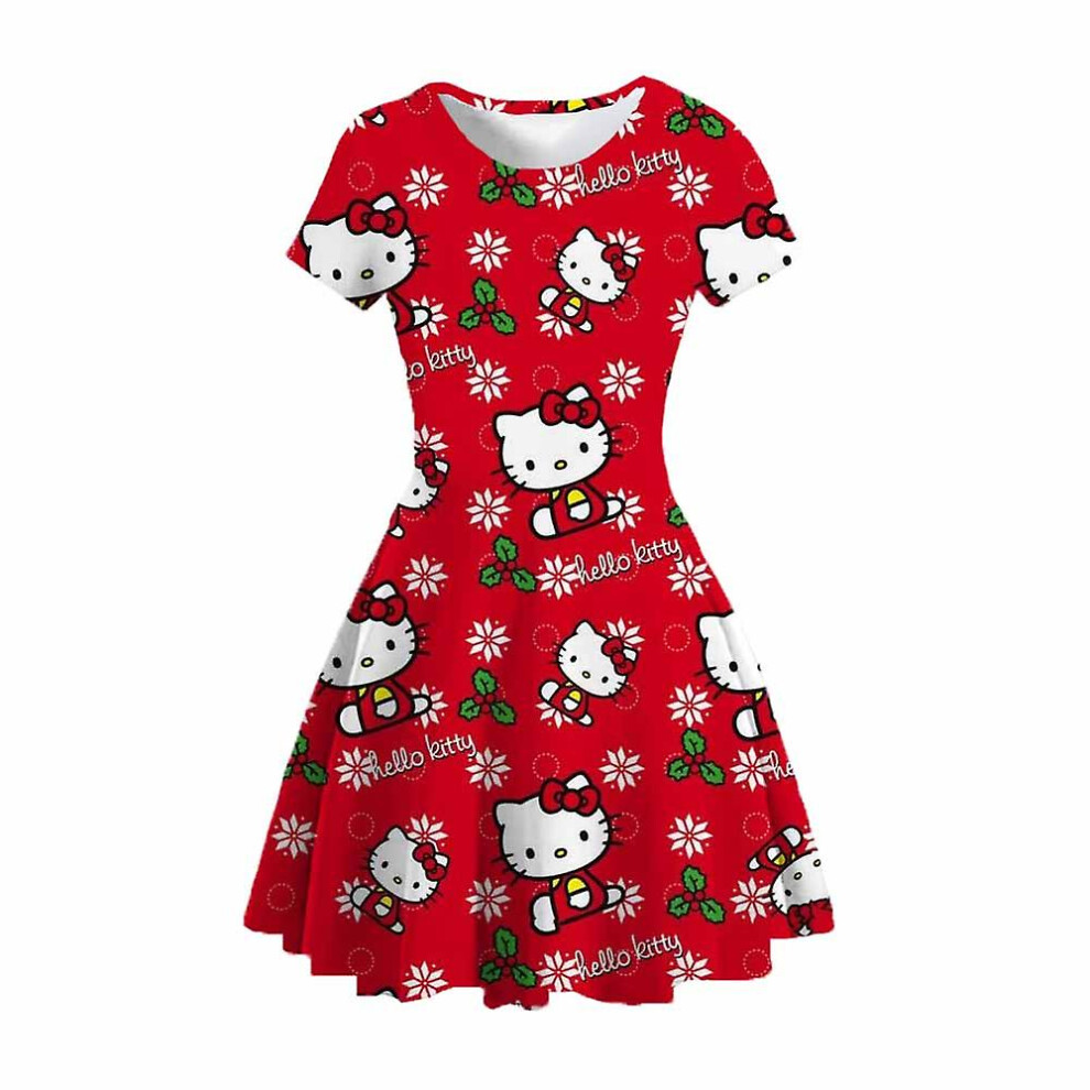 (110) Born Pretty Girl's Dress Role Play Hello Kitty Plaid Santa Claus Christmas Gift Children's Dress Birthday Gift  Summer  Dress,cdz8bx0107-image-OPC-PDTPF7N-NEW