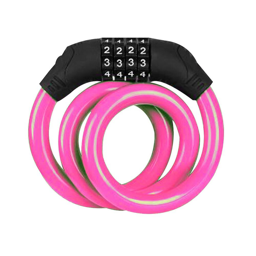 (Pink) Bicycle Lock Mountain Bike Anti-theft Lock Bicycle Four-digit Password Lock Mountain Bike Color Wire Lock Security Anti-theft-image-OPC-PDTPHDC-NEW