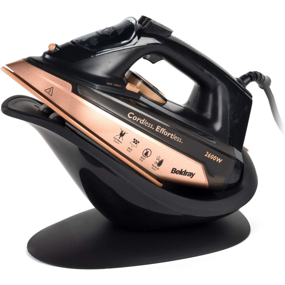(Rose Gold) 2 in 1 Handheld Steam Iron - Large Cordless Steam Station, Ceramic Soleplate Anti-calc Function, Powerful Steam Burst, Spray Function