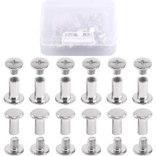 50 Sets M5 X 10mm Phillips Chicago Screw Posts Binding Screws Assortment Kit For Scrapbook Photo Albums Binding, Leather Repair