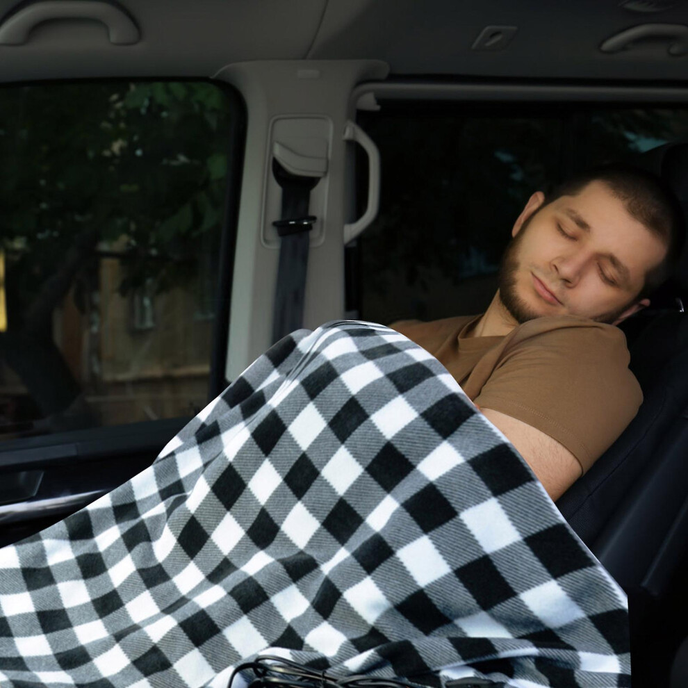 (150*110cm Car Heated Blanket Electric Throw,9 Fast Heating Modes & 8h Auto Off & Overheat Protection, Machine Washable E) 150*110cm Car Heated Blanke