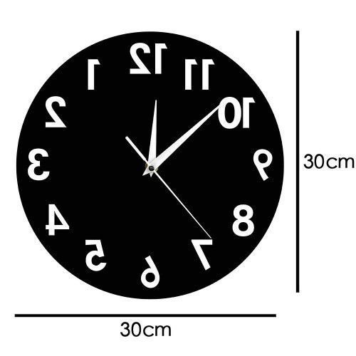 (Black) Reverse Anti Wall Clock Modern Backwards Time Run Counter Clockwise Wall Watch 2