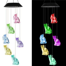 (Cats) Solar Wind Chime Lights LED Color Changing Decor