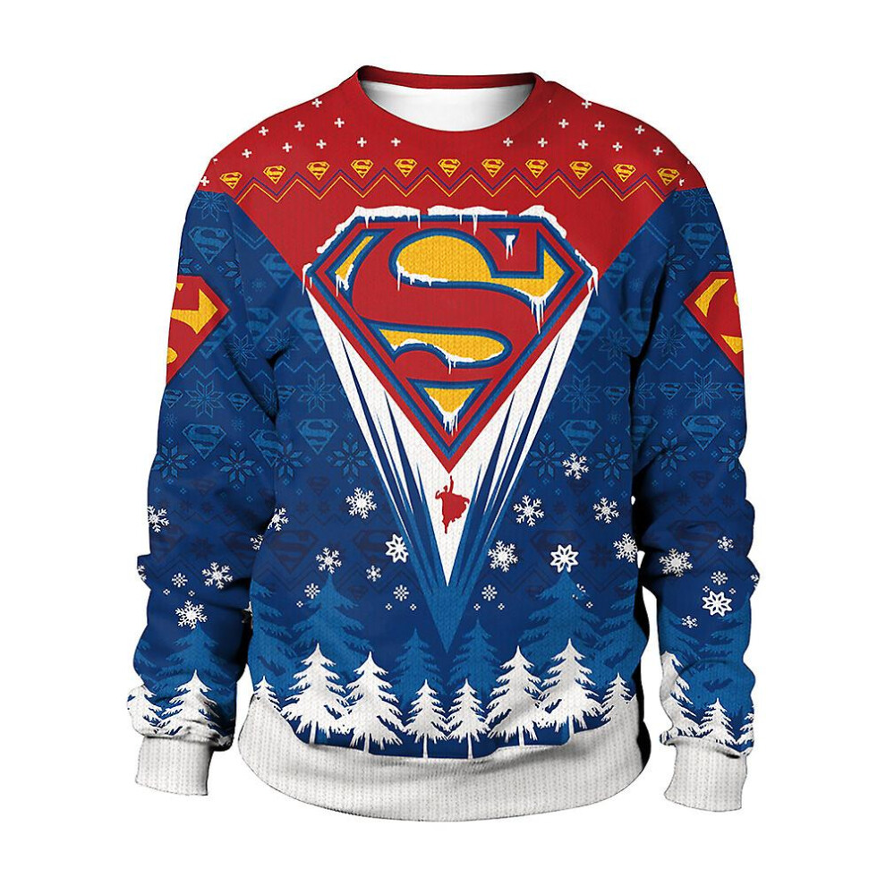 (S) Superman Christmas Jumper For Men Or Women Knitted Superhero Gift