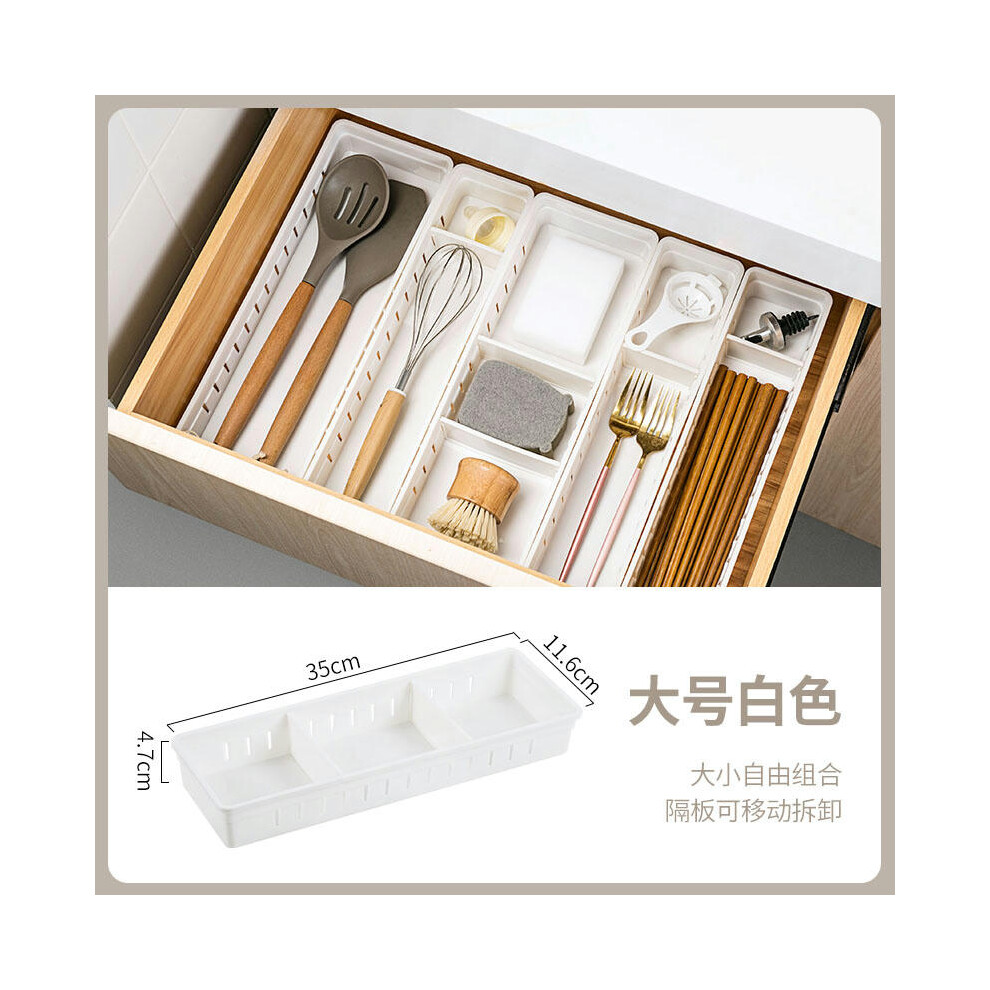 (1 set of white large size) Drawer Compartment Storage Box, Office Desk, Cabinet, Built-In Stationery Pen, Rectangular Plastic Desk, Organizing Small