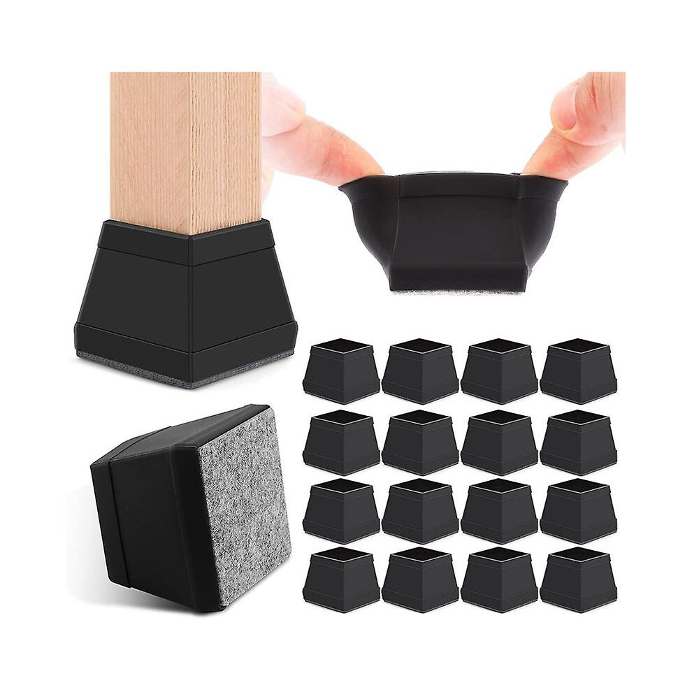 (Square, M) 16pcs Chair Leg Floor Protectors, Silicone Covers Non Slip Protector Pads Caps