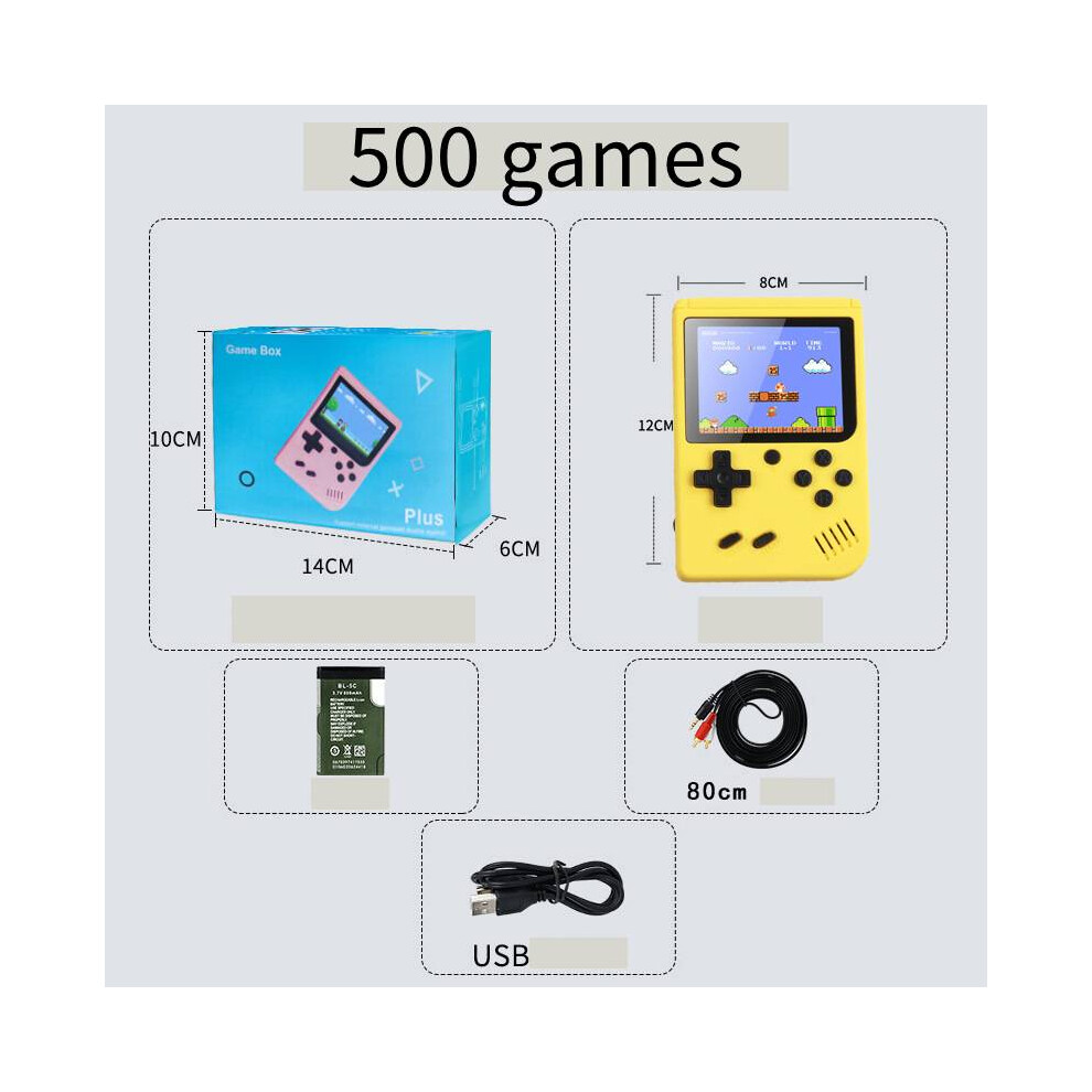 (Yellow 500 ) Retro Handheld Video Game Console Gameboy Builtin Classic Games Kids Gift Fun