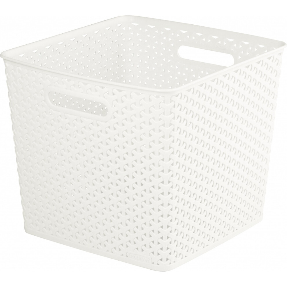 (13l, White) Curver Nestable Rattan Effect Basket