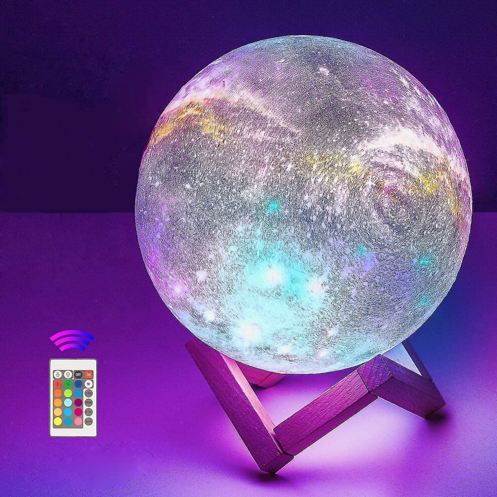 3d Moon Lamp, 16 Colors Led Light Moon Space Lamp 15cm Diameter, Usb Rechargeable Cosmic Starry Night Lamp With Remote Control Mood Nightlight For Bed