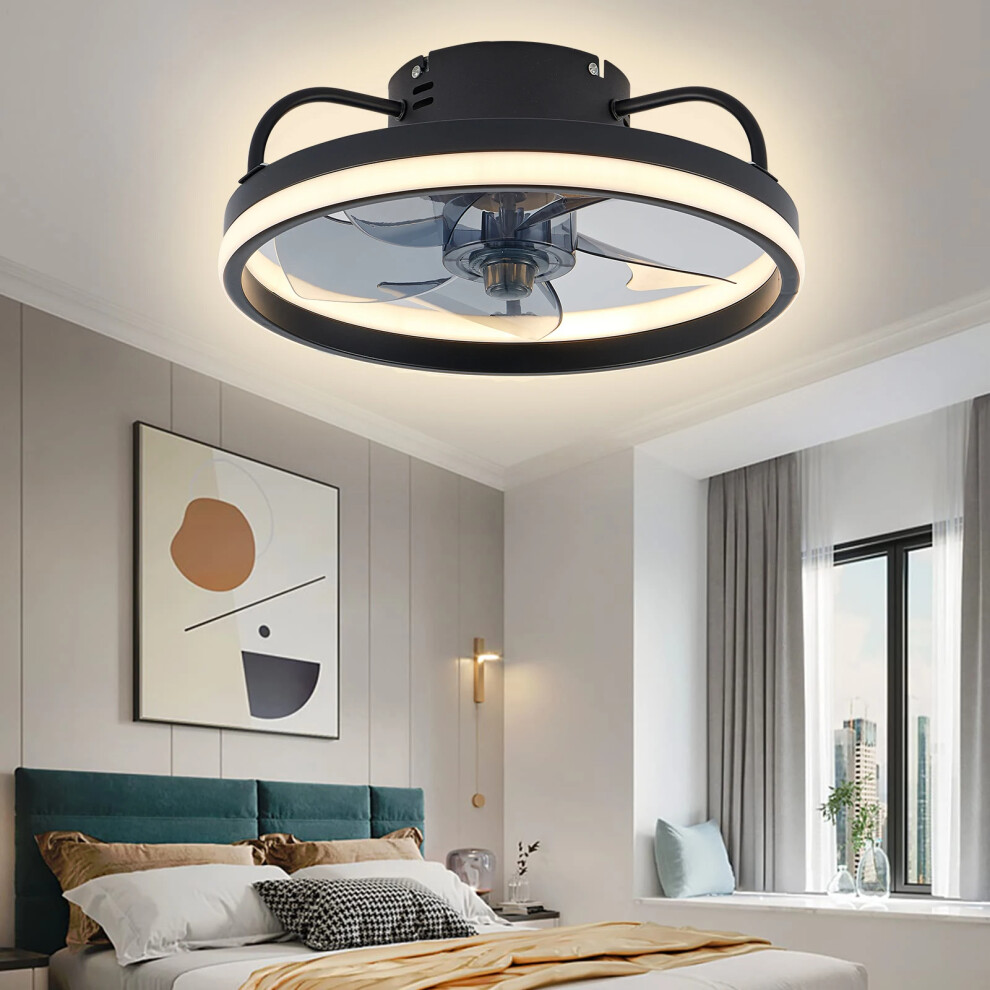 (Black) LED Ceiling Fans with Lights Reversible Remote