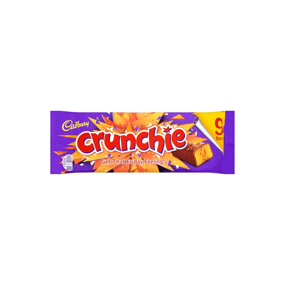 Cadbury Crunchie Chocolate Bar 9 Pack Multipack 234.9g (pack of 2)