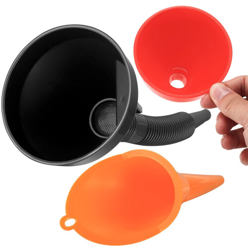 3 Pcs Right Angle Flexible Plastic Funnel Set 2