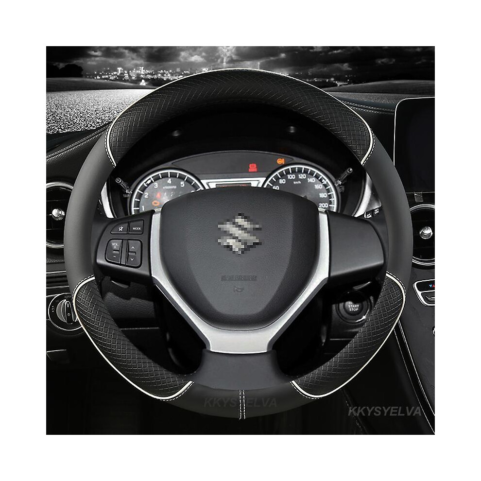 (White) Car Steering-Wheels Cover 38Cm 15" For Suzuki Alivio/Ciaz Baleno Celerio Jimny Sx4 S-Cross Grand Vitara Aerio Kizashi Liana White 7669443231032
