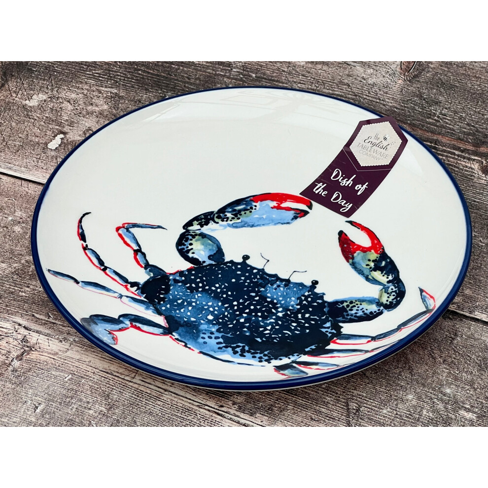 Blue & White Crab Patterned Plate, 20.5cm