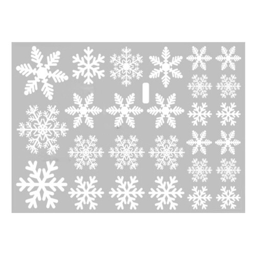 (White) Window Decals Snowflake Pattern Self-adhesive Pvc Waterproof Wall Background Stickers For Home
