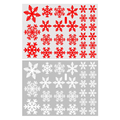(Red) Window Decals Snowflake Pattern Self-adhesive Pvc Waterproof Wall Background Stickers For Home 1