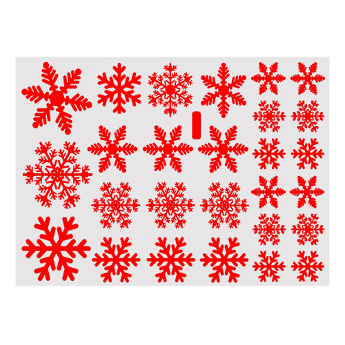 (Red) Window Decals Snowflake Pattern Self-adhesive Pvc Waterproof Wall Background Stickers For Home
