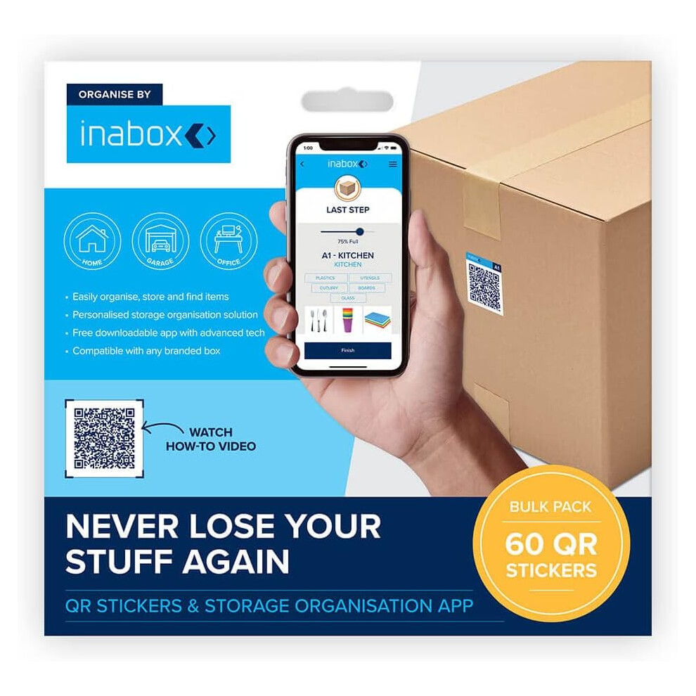 Inabox 60 QR Code Sticker Sticky Label Storage Solution, Home&Office