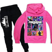 (Rose Red, 170 cm) Kids Fortnite Long Sleeve Hoodie Pants Suit Boys Tracksuit Sportswear_f