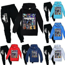 (Black, 130 cm) Kids Fortnite Long Sleeve Hoodie Pants Suit Boys Tracksuit Sportswear_f