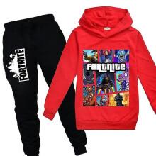 (Red, 160 cm) Kids Fortnite Long Sleeve Hoodie Pants Suit Boys Tracksuit Sportswear_f