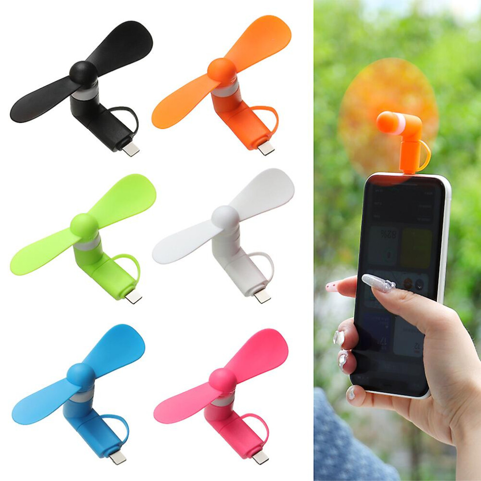 (-Typec Android) Universal Mobile Phone Handheld Fan Portable Phone Fan 2 In 1 Type-C Small Mini Usb Chargeable Fan For Mobile Phone Green 7669443266966