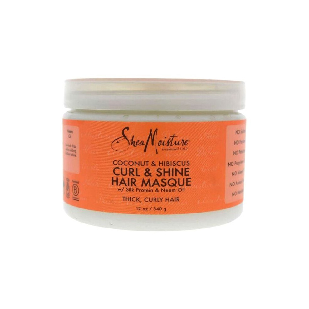 SheaMoisture Coconut & Hibiscus Curl & Shine Hair Masque with Silk Protein & Neem Oil 340g