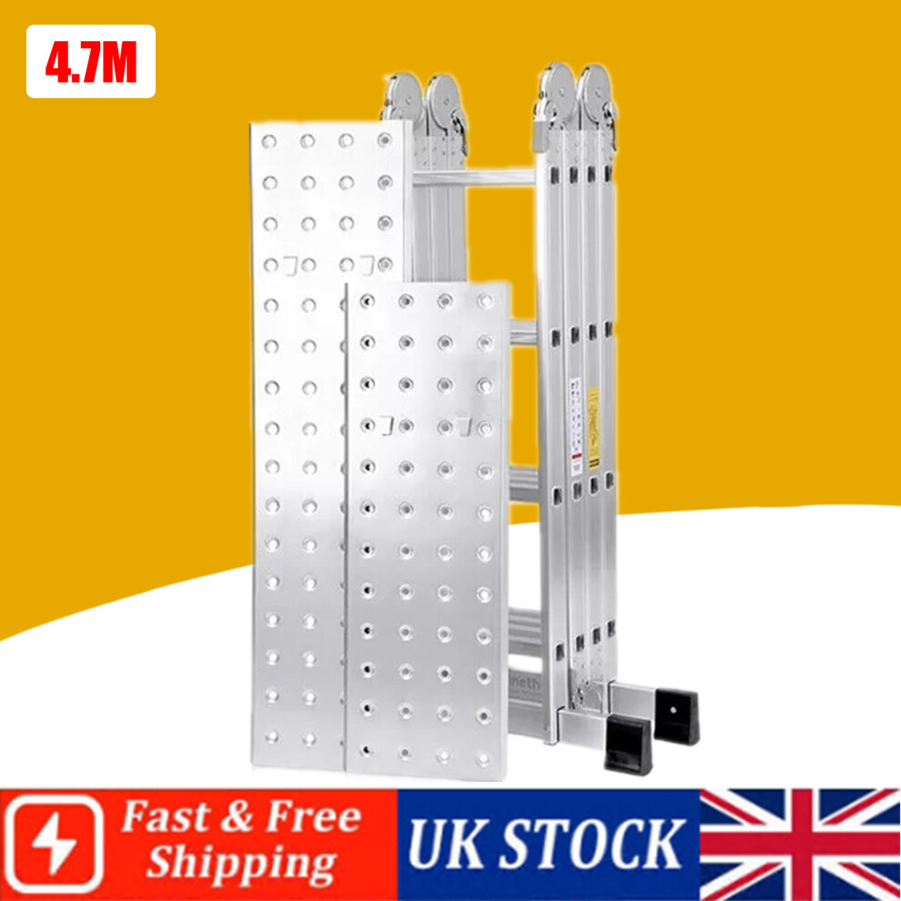 4.7M Multi Purpose Fold Step Ladder With 2 Scaffold Working Platform 170574951685