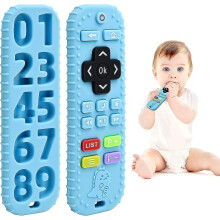 Geore Silicone Baby Teething Toys, Tv Remote Teethers For Babies 0-18 Months, Baby Sensory Chew Toys Remote Shape Teething Toys Bpa Free Hwy Blue
