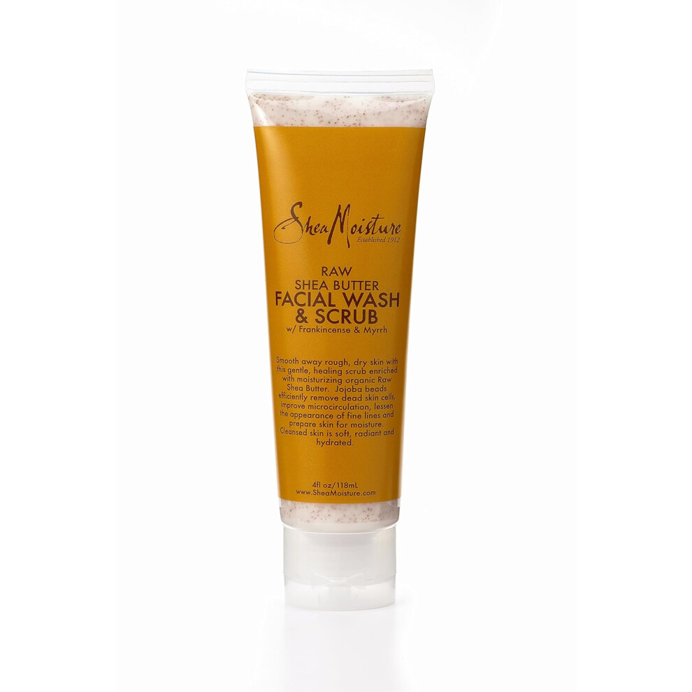 SheaMoisture Raw Shea Butter Facial Wash & Scrub Deeply Moisturizes and Repairs Skin Gentle Face Cleanser 118ml