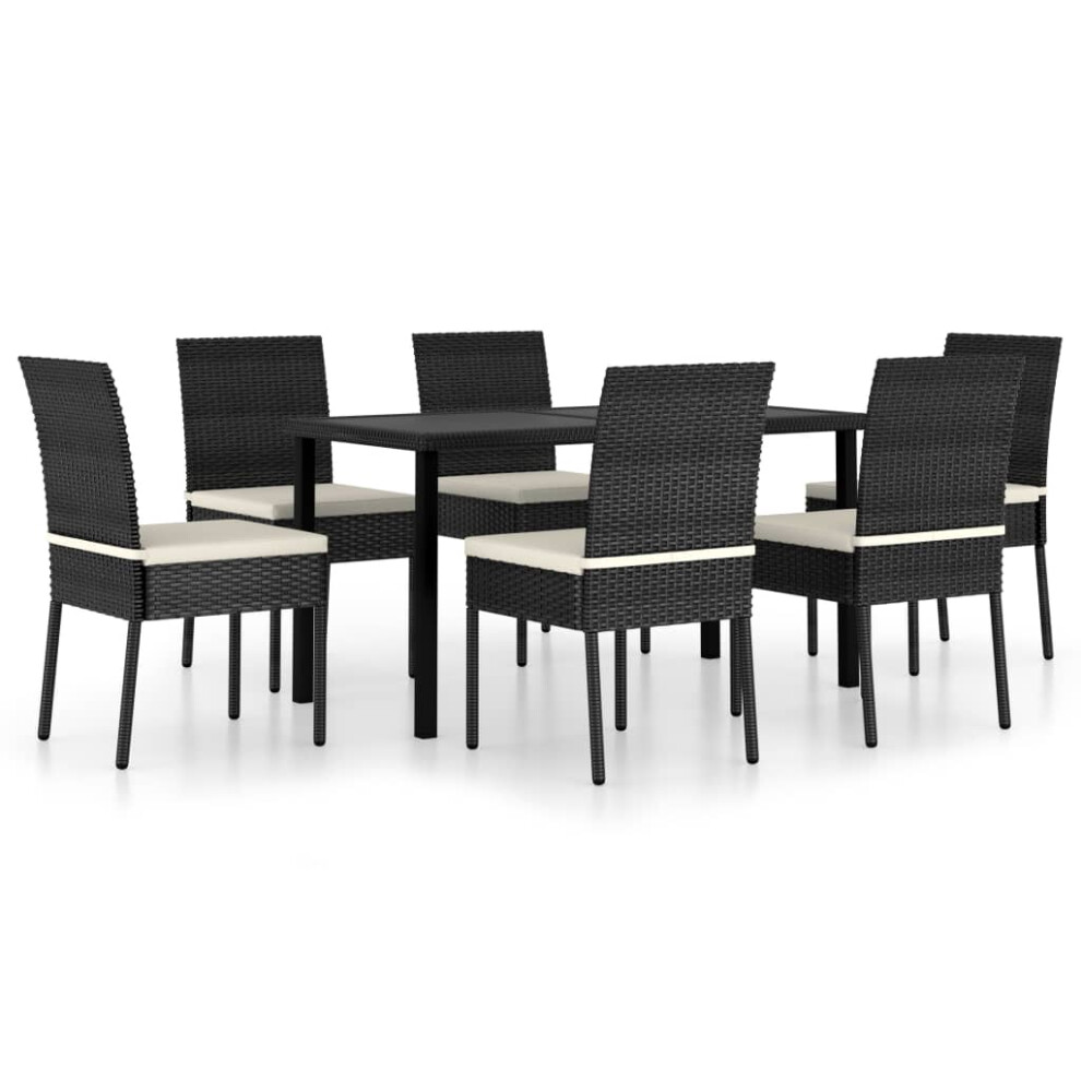 (black, 140 cm table length/ 7 piece) vidaXL Outdoor Dining Set with Cushions 3/5/7/9 Piece Black/Grey Multi Sizes